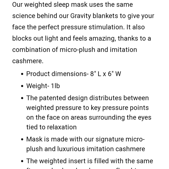 NWOT Gravity Weighted sleep mask - Picture 10 of 11